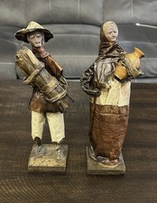 Vintage Mexican Folk Art Paper Mache Man And Woman Couple picture