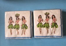 Vtg  2003 Hula Girls Hawaiian Napkins 2 Packs 9 7/8