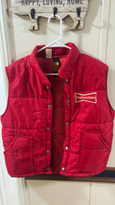 Budweiser Red Quilted Puffer Vest Snap Front Logo Patch Breweriana picture