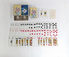 Vintage Double Deck Set Blue White Purple Flowers Congress Playing Cards Games picture