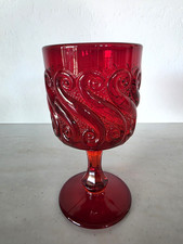 VTG L.G.Wright Pressed Glass Repeat Wave Ruby Red Goblet Pattern 515  Circa 1903 picture