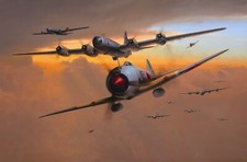 Threatening Skies by Richard Taylor Aviation Art signed by Pacific B-29 pilots picture