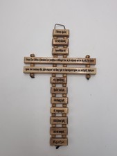 Cross Lord's Prayer Wall Olive Wood Wall Hanging In Greek Our Father picture