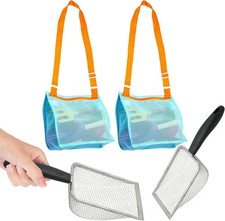 2X Shark Tooth Sifter for Beach with 2X Small Mesh Beach Bag for Shell Collectin picture