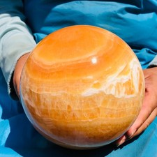 10.2LB Large Natural Yellow Calcite Sphere Quartz Crystal Polished Ball Healing picture