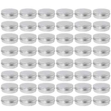 48 Pack 2 Oz Metal round Tins Aluminum Tin Cans Containers with Screw Lid picture