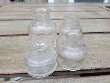 Antique Clear Glass Ink Well Lot Of 4 picture