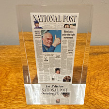 National Post Acrylic Paperweight 1st Edition Oct 27 1998 Clear Multicolor picture