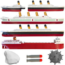 4 Pk Split In Half Titanic & Britannic & Olympic & Edmund Bath Boat And Pool Toy picture