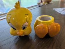 Vintage Warner Bros. Looney Tunes Tweety Bird Yellow Small Cookie Jar 1990's picture