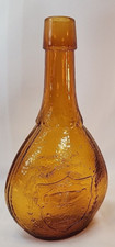 Vintage Wheaton Union Shield & Dove Bottle Amber Pressed Glass picture