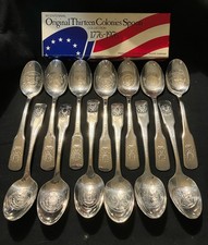 Vintage International Silverplate Bicentennial 13 COLONIES Spoons Set -Orig Box picture
