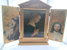 Vintage Wooden Triptych Jesus Decoupage With doors, Musical 17