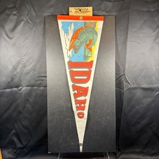 Elteeco Idaho Souvenir Pennant Jumping Trout Felt Vintage Fishing Banner picture