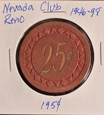 VINTAGE NEVADA CLUB 25 CENT CHIP*ARODIE*RENO*AMAZING CONDITION*FAST SHIP*1954 picture