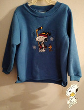 Vtg 1990s Blue Snoopy Ice Hockey ?NY Embroidered Sweatshirt Toddler 24 M *Tag picture