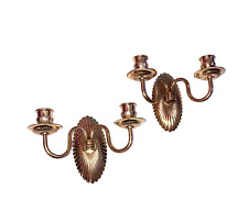 Pair Vintage Brass  Double Candle Holder Wall Sconce picture