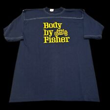 Vintage General Motors BODY BY FISHER Logo Women’s T-Shirt Blue Yellow M/L picture