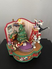 VTG Looney Tunes Animated Christmas Tree Musical Diorama Figure Bugs Bunny Taz picture