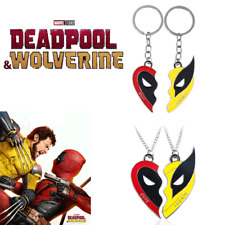 Movie Superhero Deadpool and Wolverine Best Friends Keychain Heart Necklace Gift picture