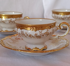 Set of 6 Vintage Weimar Porzellan Germany Katharina 14051 Teacups Saucers Mint picture