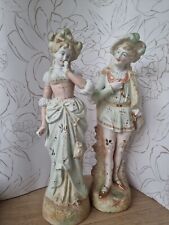 Antique Bavarian Porcelain Figurine Woman and Man Pair (read) picture