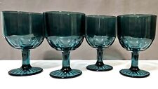 Vintage Aqua Blue Bartlett Collins Goblets Glasses Set of 4 picture
