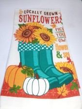 FULL UNCUT AUTUMN LOCALLY GROWN SUNFLOWERS  Print Kitchen Cotton Towel NEW picture