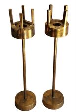 1960's Swedish Modernist Tall Brass Candlesticks After Pierre Forsell for Skultu picture