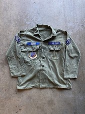 Vintage 60s Sateen USAF Fatigue Jacket Air Force Communications Service picture