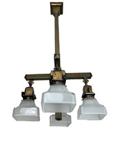 antique Mission 4 light Arts & Crafts Brass Fixture picture