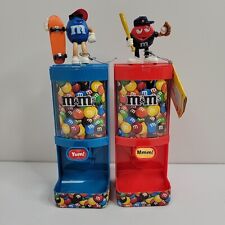 Set of 2 M&M's Blue With Skateboard Red Playing Baseball Mini Candy Dispenser picture