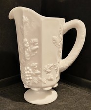 Westmoreland Pitcher Footed White Milk Glass 8