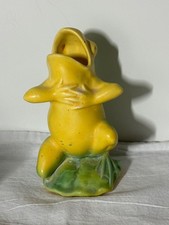 RARE 1930-1953 Signed Vallona Starr Ceramic Open Mouth Singing Frog Bud Vase EUC picture