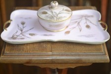 Vtg. Thames H Painted Porcelain Made in Japan Vanity Tray & Trinket Dish w Lid picture