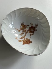VTG Limoges France Oval Shaped Deep Trinket Candy Dish Floral Gold Trim picture
