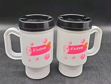 2 Wrigley’s Extra Travel Coffee Mugs Pink and White Chewing Gum New  picture