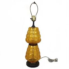 Two Piece Body Amber Crackle Glass Table Lamp MCM 9766 picture