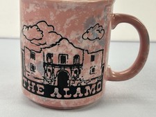 Vintage The Alamo Pink Speckled Ceramic Coffee Mug San Antonio Texas Souvenir picture