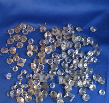 VINTAGE 1 POUND OF MIXED CHANDELIER  PRISM TOP BEADS WITH METAL HOOKS EUC picture