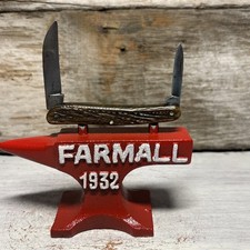 Old Vintage United Cutlery Co Austria Curved 2 Blade Bone Handles Rare Find picture