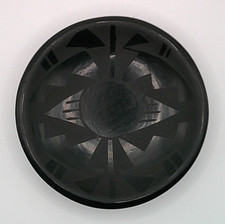 Vintage Santa Clara Pueblo Flora Naranjo Black on Black Small Dish Signed picture