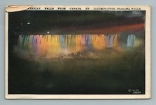 American Falls from Canada Illumination Niagara Falls NY New York Postcard picture