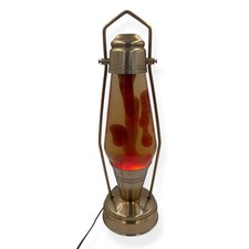 Vintage 1970's LANTERN Red LAVA LAMP Lava Lite Gold-Tone Coachlight Light picture