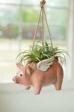 KALALOU CDV2243 Ceramic Hanging Flying Pig Planter picture