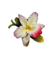 Roman, Inc. Vintage Orchid Flower Figurine - Bisque Porcelain Collectible picture