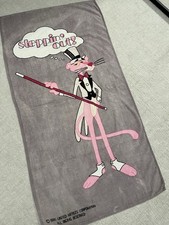 Vintage 1985 Pink Panther Steppin Out Beach Towel Jay Franco 28x54 Gray Cotton picture