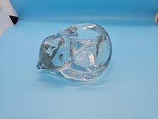 Vintage Indiana Glass Clear Cat Votive Candle Holder Kitten Figurine picture