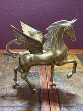 Large Mid Century Unique Vintage Solid Brass Pegasus 11” 4.11lbs Made In Korea picture