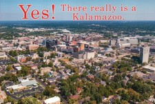 Yes, There Really is a Kalamazoo Michigan MI, Aerial View of Downtown - Postcard picture